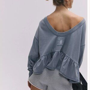 Women's Blue Ruffled Top